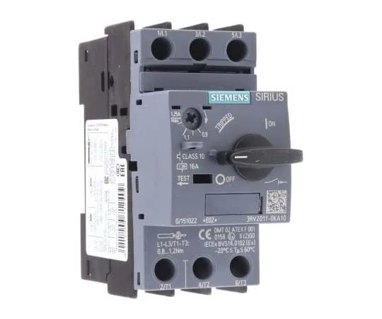 63-7721-89　Siemens Sirius Innovation 690 V Motor Protection Circuit Breaker, 3P Channels, 0.9 → 1.25 A, 100 kA　3RV2011-0KA10