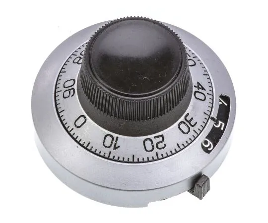 63-7594-05　Vishay Potentiometer Knob, Dial Type, 46mm Knob Diameter, Chrome, 6.35mm Shaft　25A11B010