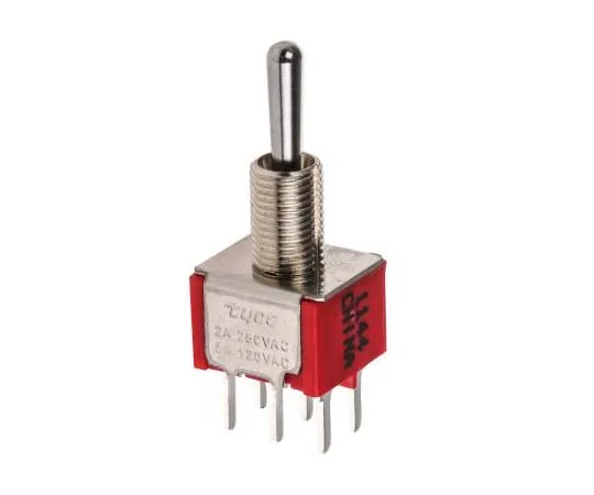 63-7736-07　TE Connectivity Double Pole Double Throw (DPDT) Toggle Switch, (On)-Off-(On), PCB　1-1825139-7