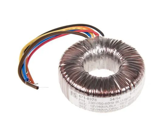 63-7670-69　2 Output Toroidal Transformer, 80VA, 2 x 12V ac　671-8978