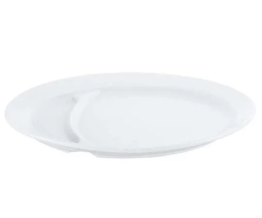 63-7195-10　Porcelain Chinese/Western Combination Dishes White Partition Gyoza Plate 230 x 165　8179690