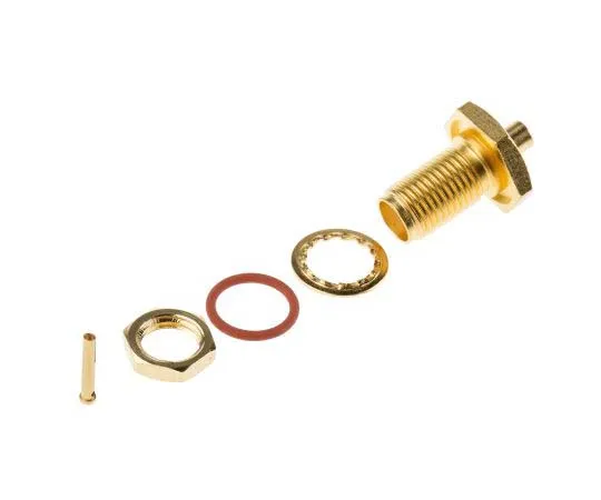 63-7742-07　Telegartner Straight 50Ω Panel Mount Bulkhead Fitting SMA Bulkhead, Solder Termination RG405/U, UT85　J01151A0061