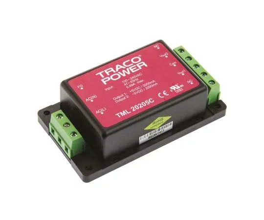 63-7725-76　TRACOPOWER 20W Dual Output Embedded Switch Mode Power Supply SMPS, 2A, ±5V dc Encapsulated　TML 20205C