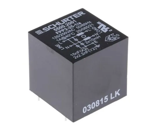 63-7585-69　Schurter FPP2 Series 1A 250 V ac 60Hz Through Hole RFI Filter, with Pin Terminals　5500.2001