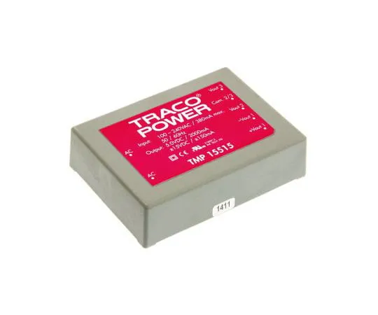 63-7654-62　TRACOPOWER 15W Triple Output Embedded Switch Mode Power Supply SMPS, 2 A, 150 mA, 5/±15V dc Encapsulated　TMP 15515