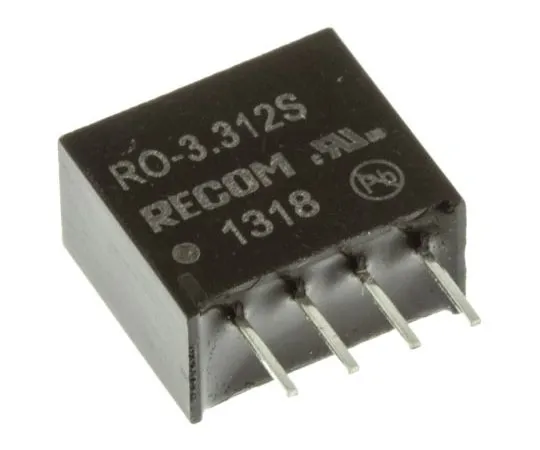 63-7673-13　Recom RO 1W Isolated DC-DC Converter Through Hole, Voltage in 2.97 → 3.63 V dc, Voltage out 12V dc　RO-3.312S