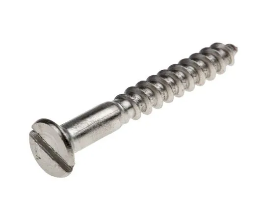 63-7575-81　Slot Countersunk Stainless Steel Wood Screw, A2 304, 5mm Thread, 40mm Length　483-2930