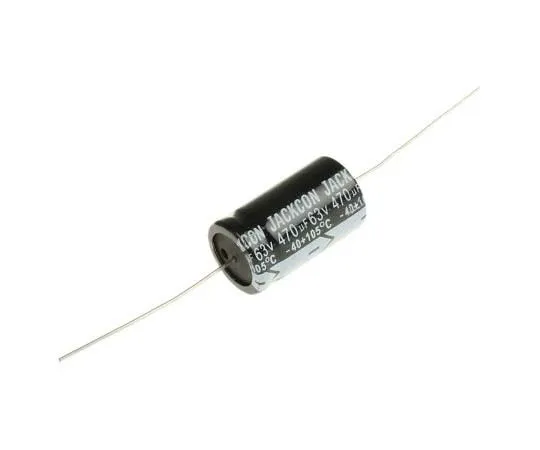 63-7728-41　RS PRO 470μF 63V dc Aluminium Electrolytic Capacitor, Through Hole 16 (Dia.) x 26mm +105°C 16mm 26mm　170-1131