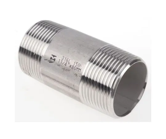 63-7592-10　RS PRO Stainless Steel Circular Barrel Nipple 1-1/4in R(T) Male x 1-1/4in R(T) Male 3.15in　499-3271
