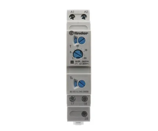 63-7601-41　Finder Star Delta Single Timer Relay, Screw, 0.1 → 20 min, 0.1 → 20 s, DPNO, 2 Contacts, DPST, 12　80.82.0.240.0000