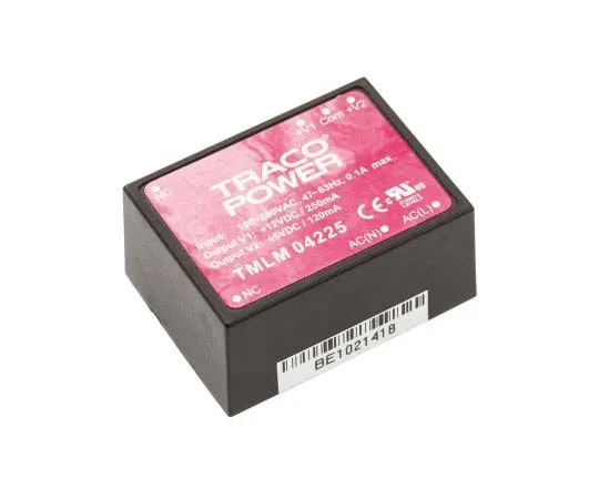 63-7725-52　TRACOPOWER 3.6W Dual Output Embedded Switch Mode Power Supply SMPS, 120 mA, 250 mA, 5/12V dc Encapsulated　TMLM 04225