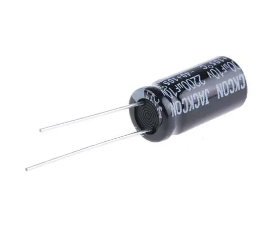 63-7736-37　RS PRO 2200μF 10V dc Aluminium Electrolytic Capacitor, Through Hole 10 (Dia.) x 20mm +105°C 10mm 5mm 20mm　170-1160