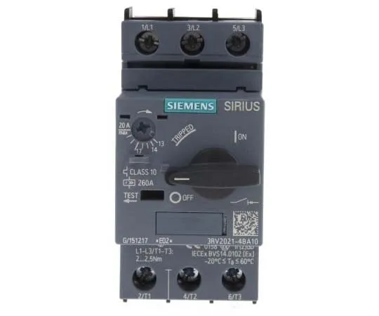 63-7722-01　Siemens Sirius Innovation 690 V Motor Protection Circuit Breaker, 3P Channels, 14 → 20 A, 4 kA　3RV2021-4BA10