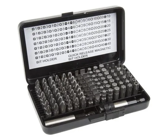 63-7565-21　MTI Driver Bit Set 100 pieces, Phillips (x7): PH1; PH2; PH3; Pozidriv (x7): PZ1; PZ2; PZ3; Slot (x7): 4; 6 mm; Hexagon　560-800