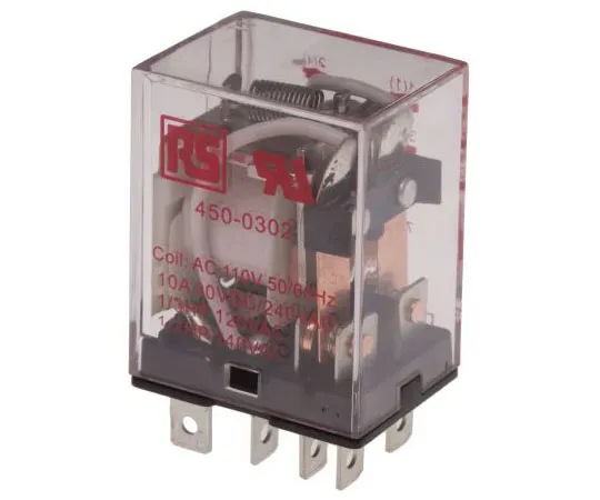 63-7551-63　RS PRO DPDT Non-Latching Relay Plug In, 110V ac Coil, 10A　450-0302