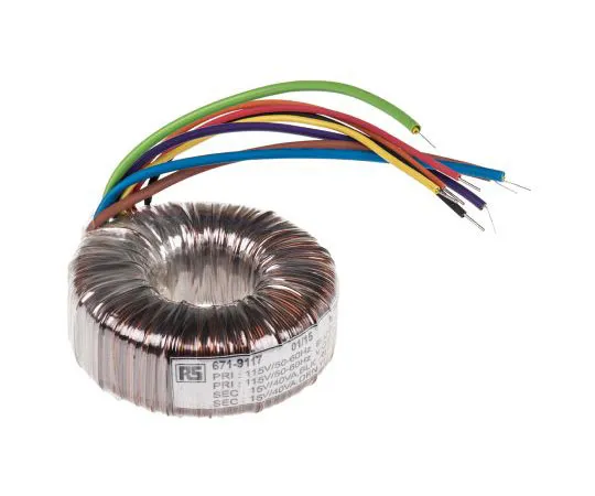 63-7671-08　2 Output Toroidal Transformer, 80VA, 2 x 15V ac　173-0130