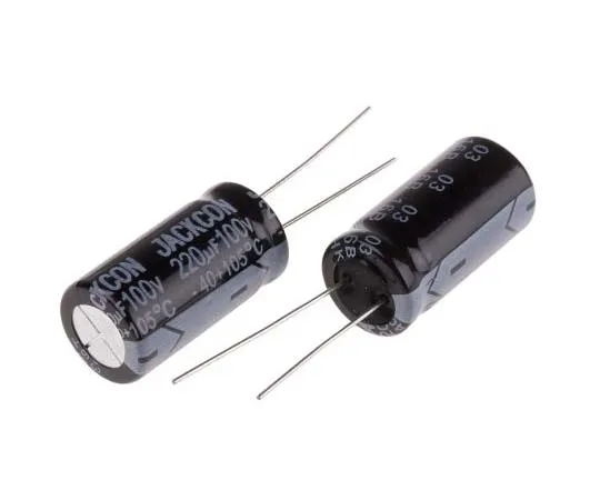 63-7737-97　RS PRO 220μF 100V dc Aluminium Electrolytic Capacitor, Through Hole 13 (Dia.) x 26mm +105°C 13mm 5mm 26mm　170-1289