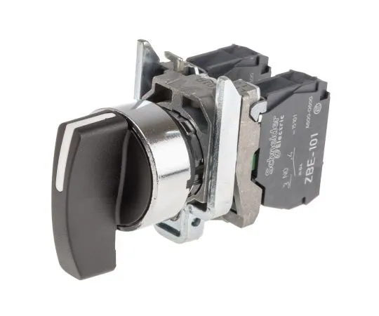 63-7632-66　Schneider Electric 3 Position 45° Rotary Switch, 600 V ac/dc, 6 A ac, 550 mA dc, Handle, Spring Return Actuator　XB4BJ53
