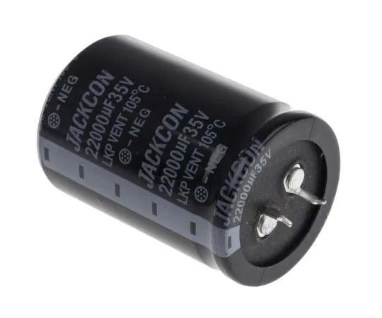63-7722-71　RS PRO 6800μF 35V dc Aluminium Electrolytic Capacitor, Through Hole 22 (Dia.) x 40mm +105°C 22mm 10mm 40mm　170-1040