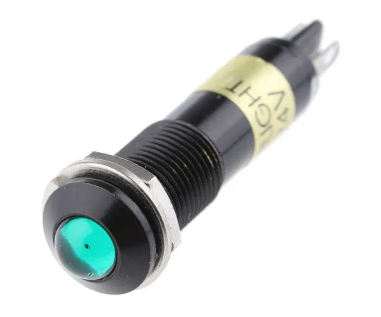 63-7622-88　Dialight Green Indicator, Solder Tab Termination, 24 V dc, 9mm Mounting Hole Size　609-1222-140F