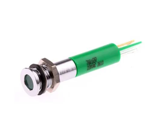 63-7708-50　RS PRO Green Indicator, 220 V ac, 8mm Mounting Hole Size, Solder Tab Termination, IP67　700-1697