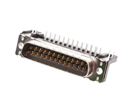 63-7669-43　Harting 25 Way Right Angle Through Hole PCB D-sub Connector Plug, 2.76mm Pitch, with Boardlocks, M3 Threaded Inserts　9653627811