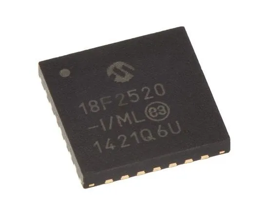 63-7660-47　Microchip, 8bit PIC Microcontroller, 40MHz, 32 kB, 256 B Flash, 28-Pin QFN　PIC18F2520-I/ML