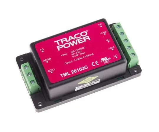 63-7725-71　TRACOPOWER 14.9W 1 Output Embedded Switch Mode Power Supply SMPS, 4.5A, 3.3V dc Encapsulated　TML 20103C