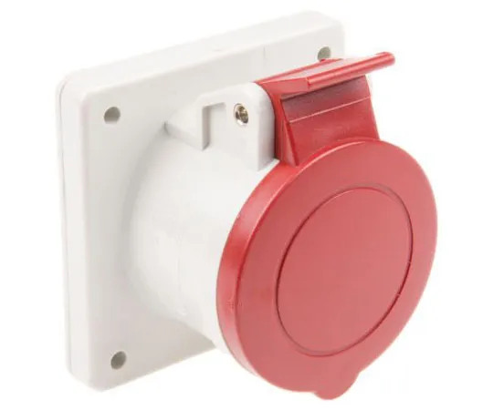 63-7561-63　RS PRO IP44 Red Panel Mount 3P+E Industrial Power Socket, Rated At 16A, 415 V　464-1649
