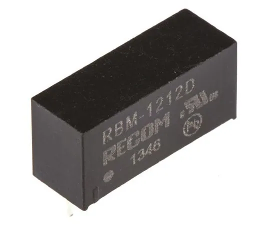 63-7587-13　Recom RBM 1W Isolated DC-DC Converter Through Hole, Voltage in 10.8 → 13.2 V dc, Voltage out ±12V dc　RBM-1212D