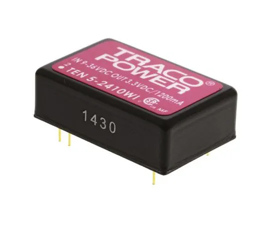 63-7620-67　TRACOPOWER TEN 5WI 6W Isolated DC-DC Converter Through Hole, Voltage in 9 → 36 V dc, Voltage out 3.3V dc　TEN 5-2410WI