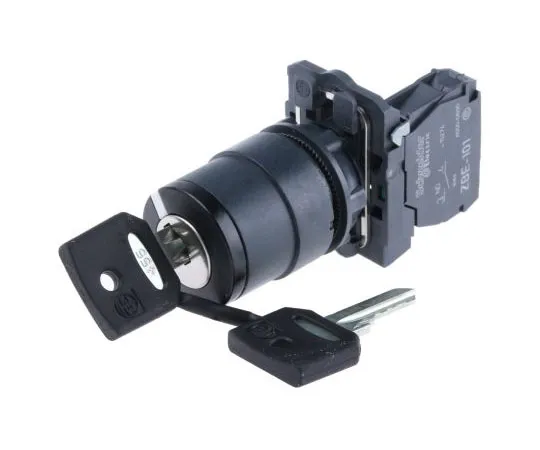 63-7632-90　Schneider Electric 2 Position 90° Rotary Switch, Key, Spring Return Actuator　XB5AG61