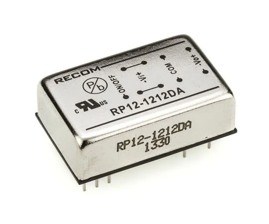 63-7568-66　Recom RP12 A 12W Isolated DC-DC Converter Through Hole, Voltage in 9 → 18 V dc, Voltage out ±12V dc　RP12-1212DA