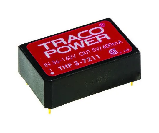 63-7658-59　TRACOPOWER THP 3 3W Isolated DC-DC Converter Through Hole, Voltage in 36 → 160 V dc, Voltage out 5V dc Medical　THP 3-7211