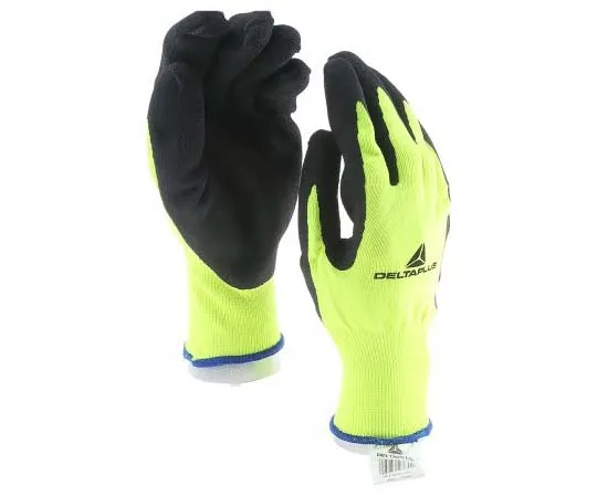 63-7715-79　Delta Plus Polyester Latex-Coated General Purpose Gloves, size 10, Yellow　VV73310