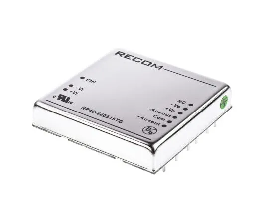 63-7568-81　Recom RP40 G 40W Isolated DC-DC Converter Through Hole, Voltage in 18 → 36 V dc, Voltage out 5/±15V dc　RP40-240515TG
