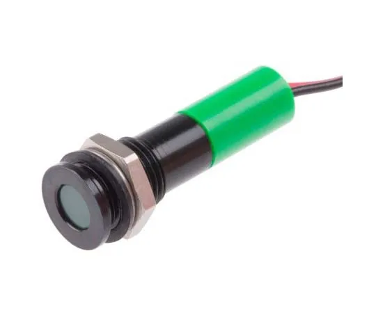 63-7708-99　RS PRO Green Indicator, 12 V dc, 8mm Mounting Hole Size, Lead Wires Termination, IP67　700-1980