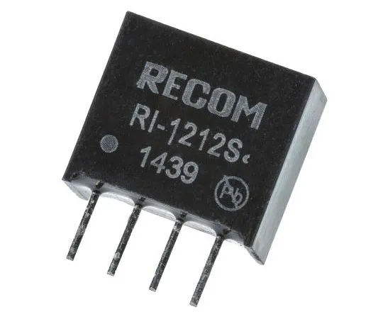 63-7559-76　Recom RI 2W Isolated DC-DC Converter Through Hole, Voltage in 10.8 → 13.2 V dc, Voltage out 12V dc　RI-1212S