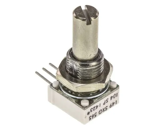 63-7578-23　Vishay 1 Gang Rotary Cermet Potentiometer with a 6.35 mm Dia. Shaft, 100kΩ, ±10%, 1W, Linear 14910F0GJSX10104KA　14910F0GJSX10104KA