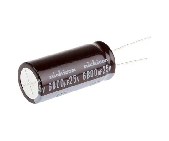 63-7746-93　Nichicon 6800μF 25V dc Aluminium Electrolytic Capacitor, Through Hole 18 (Dia.) x 40mm +105°C 18mm 7.5mm　UPW1E682MHD