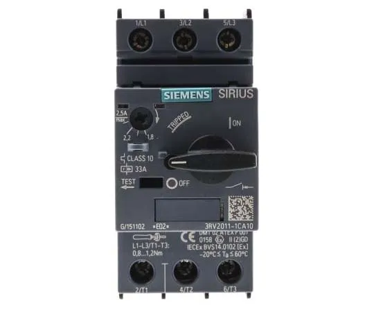 63-7721-92　Siemens Sirius Innovation 690 V Motor Protection Circuit Breaker, 3P Channels, 1.8 → 2.5 A, 10 kA　3RV2011-1CA10