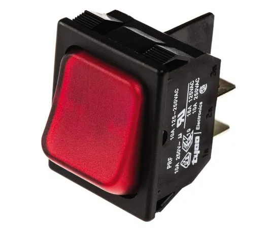 63-7588-25　TE Connectivity Illuminated Double Pole Single Throw (DPST), Latching Rocker Switch Panel Mount　1634201-4