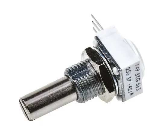 63-7578-20　Vishay 1 Gang Rotary Cermet Potentiometer with a 6.35 mm Dia. Shaft, 25kΩ, ±10%, 1W, Linear 14910F0GJSX10253KA　14910F0GJSX10253KA