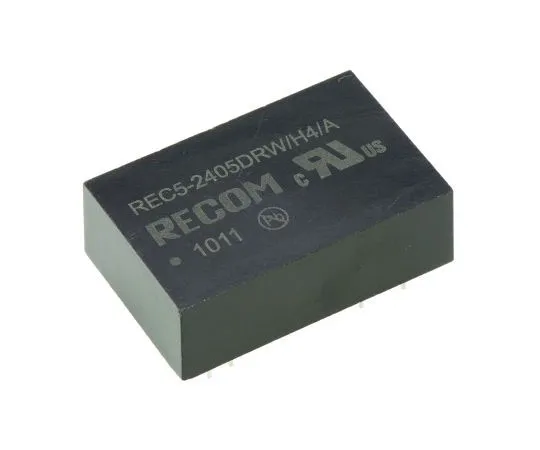 63-7568-63　Recom REC5 5W Isolated DC-DC Converter Through Hole, Voltage in 18 → 36 V dc, Voltage out ±5V dc　REC5-2405DRWH4/A