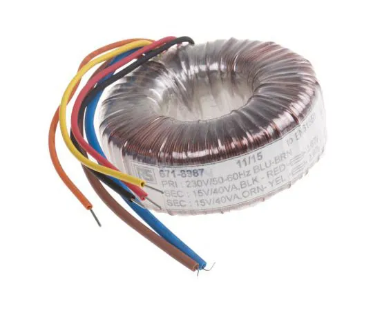 63-7670-73　2 Output Toroidal Transformer, 80VA, 2 x 15V ac　173-0187