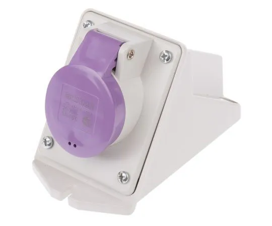 63-7665-56　RS PRO IP44 Purple Wall Mount 2P Right Angle Industrial Power Socket, Rated At 16A, 20 → 25 V　668-5379