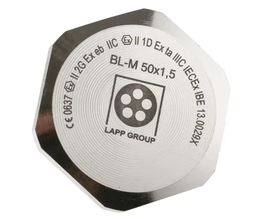 63-7655-16　Lapp ATEX M50 Plug, Nickel Plated Brass, Threaded, IP68　52103163