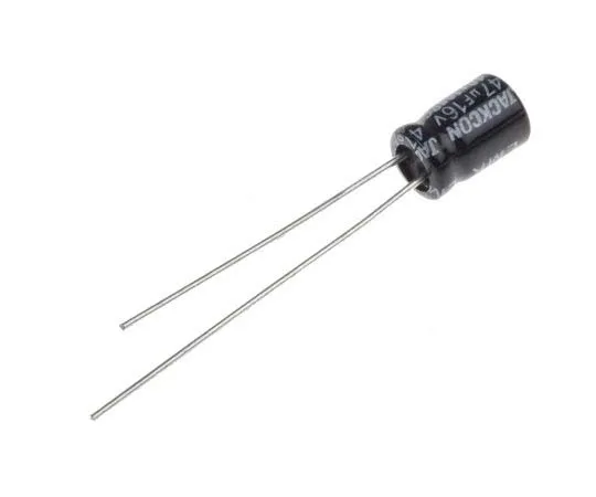63-7727-48　RS PRO 47μF 16V dc Aluminium Electrolytic Capacitor, Through Hole 5 (Dia.) x 7mm +105°C 5mm 2mm 7mm　170-1056