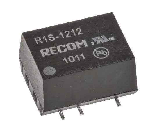 63-7722-86　Recom R1S 1W Isolated DC-DC Converter Surface Mount, Voltage in 10.8 → 13.2 V dc, Voltage out 12V dc　R1S-1212