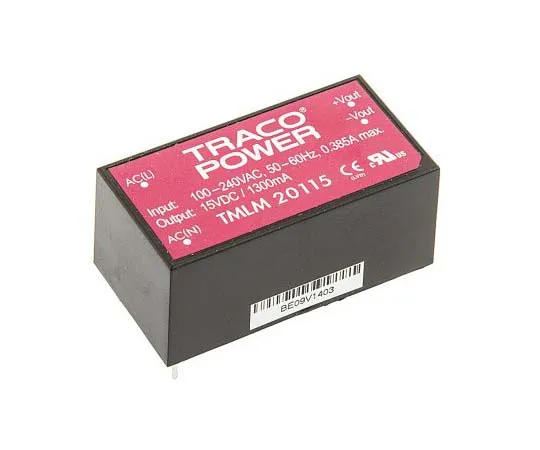63-7725-55　TRACOPOWER 20W 1 Output Embedded Switch Mode Power Supply SMPS, 1.33A, 15V dc Encapsulated　TMLM 20115